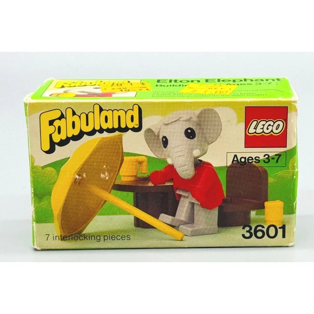 LEGO Fabuland Elton Elephant 3601 Vintage 1981 Building Set‎ Red Grey Yellow